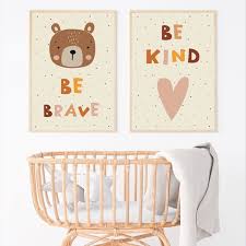 Be Brave Be Kind Wall Art Boho Nursery