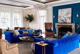 royal blue velvet sofa yellow blue