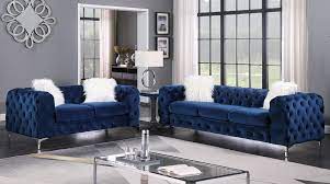 Royce Navy Blue Velvet Sofa