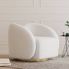 Modern White Swivel Accent Chair Cloud