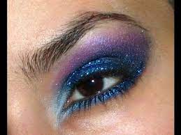 blue and purple glitter smokey eye