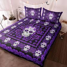 sugar skull purple bedding set