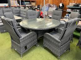 Stone Grey Rattan Dining Set 6