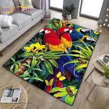 colorful parrot macaws area rug