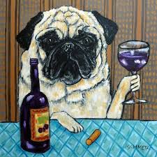 Pug Coaster Tile Wine Decor Gift Art
