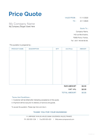 Free Price Quotation Quotations Invoice Design Template