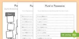 The possessive adjective goes before the noun or before the noun and adjective. Possessive And Plural Noun Game Teacher Made
