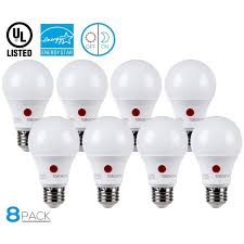 Shop 9w Led Dusk To Dawn A19 Light Bulb Photo Sensor 5000k Pack Of 8 Overstock 22359319
