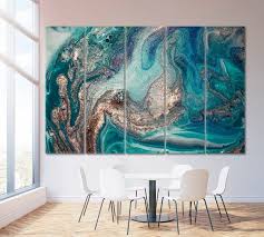 Marble Blue Lagoon Wall Decor Canvas