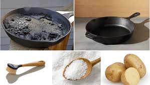 clean a cast iron skillet with burnt