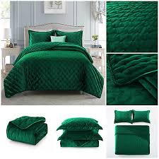 crushed velvet green quilted bedspread