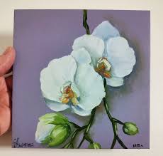 Orchid Painting Original Art White