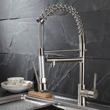 Depending on the number of holes and the style of your kitchen sink, the process will vary, but is still fairly easy. Modern Spring Single Handle Kitchen Sink Faucet With Pull Down Sprayer Brushed Nickel