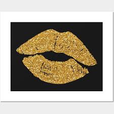 gold glittery lips lips posters and