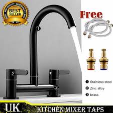 In this guide we'll look at the best kitchen taps. Black Kitchen Sink Taps Swivel Spout Dual Lever 2 Hole Tap Mono Mixer Faucet Ys For Sale Online Ebay