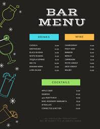 Bar Drink Menu Templates Free Teplates For Every Day