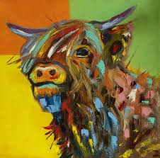 Highland Cow Colourful Animals Art Oil