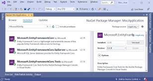 asp net core create and use ms sql