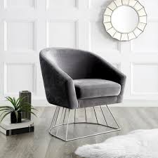 Browse a large selection of modern dining room chairs, including metal, wood and upholstered dining chairs in a variety of colors for your kitchen or dining area. Inspired Home Esmeralda Velvet Grey Silver Modern Contemporary Barrel Accent Chair With Metal Base Ac75 02gr Hd The Home Depot