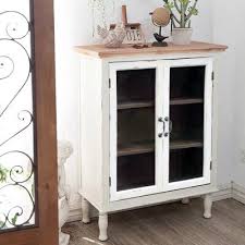 Distressed White Wood Storage Cabinet