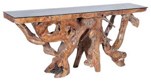 teak wood root console table sofa table