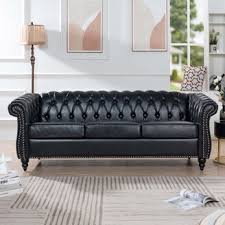 black leather nailhead couch style