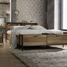 Mascot Queen Size Bed With Storage Oak