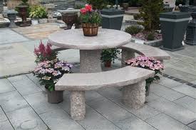 Pink Granite Natural Table And 3