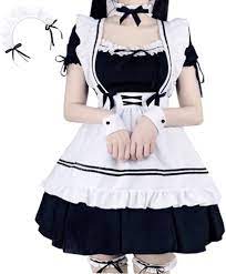 Amazon.com: Women's Japanese Anime Maid Cosplay Classic Fancy Apron Maid  Dress with Socks(S, Black maid outfit) : Clothing, Shoes & Jewelry