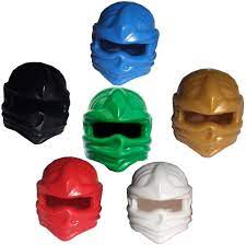 Amazon.com: LEGO 6 NINJAGO Minifigure Hoods / Ninja Head WRAP Masks - Gold  and Green for Lloyd GARMADON, RED Kai, Blue Jay, White Zane and Cole Black  : Toys & Games