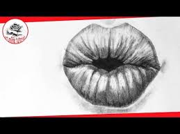 how to draw lips kissing step by step
