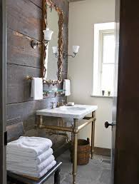 Rustic Bathroom With Plank Accent Wall