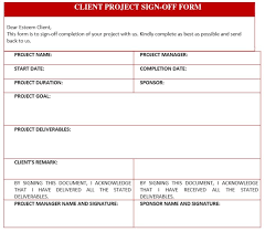 Client Project Sign Off Form Sign Off Templates Signs