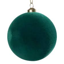 Crosby St Flocked Green Ball Ornament 3