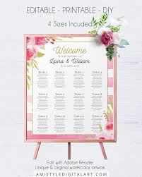 Striped Wedding Seating Chart With Charming And Pretty Hand