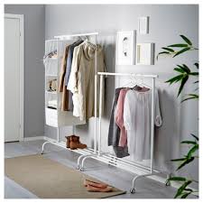 Songmics industrial pipe clothes rack, metal double hanging rail on wheels, hanging rack organizer with shelf, commercial grade, for garment storage display. Clothes Rail Cover Ikea Off 56