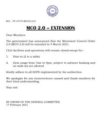 Mco 2.0 latest sop 1 day ago · sop for mco available on nsc website, says ismail sabri by mazwin nik anis. Mco 2 0 Extension Penang Club Website