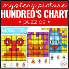 Monsters Mystery Picture Hundreds Chart Puzzles