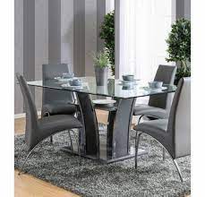 Solid wood, wood veneer, 12mm tempered glass top. Glenview I Gray Wood Glass Dining Table By Furniture Of America