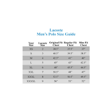 Polo Shirt Size Chart Lacoste Coolmine Community School