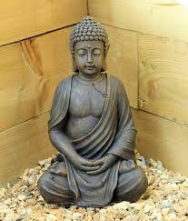 Large 39cm Sitting Buddha Stone Outoor