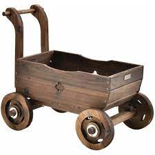 4 Wheel Wooden Wagon Planter Box