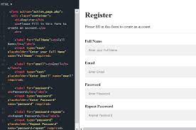 create html form registration login