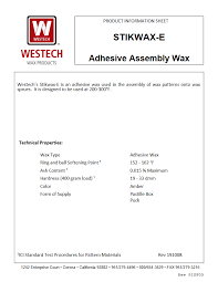 data sheets westech wax s