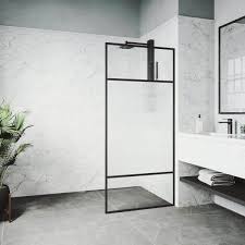 Fixed Framed Shower Door In Matte Black