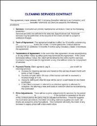 Contract For Services Agreement Sample Janitorial Contract