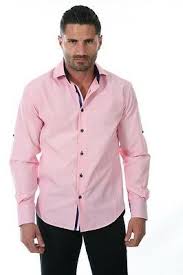 Bespoke Moda Mens Fashion Long Sleeve Dress Shirt Sateen Cotton Pink Contrast Ebay