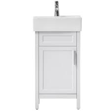 Eclife 24 modern bathroom vanity sink combo units cabinet and sink stand pedestal with white square ceramic vessel sink with chrome bathroom solid brass faucet and pop up drain combo (a07b02) 393 $274 99 Home Decorators Collection Arvesen 18 In W X 12 In D Vanity In White With Ceramic Vanity Top In White With White Sink Arvesen 18w The Home Depot