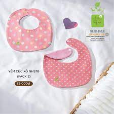 NH97B.1 - Set 2 yếm sơ sinh cúc bấm vải xô Lullaby màu hồng | Yếm Ăn Dặm