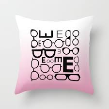 Eye Chart Eyeglasses Pink And Black Throw Pillow